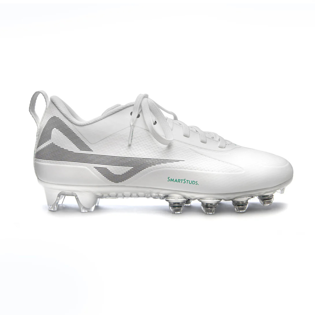 Caddix SmartStuds low cut football lacrosse cleats for knee injury prevention in white