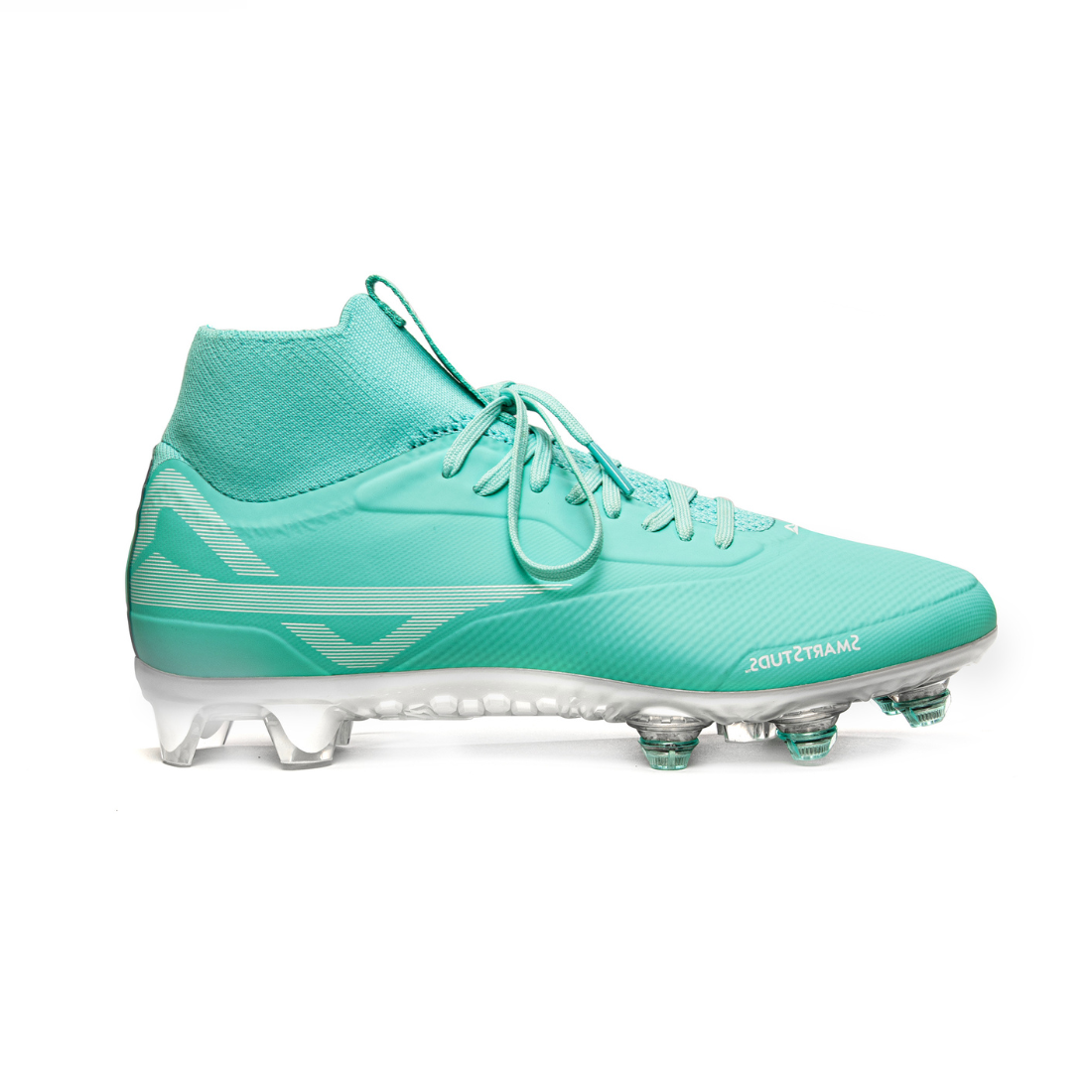 Caddix SmartStuds mid cut women's soccer lacrosse cleats for knee injury prevention in teal white