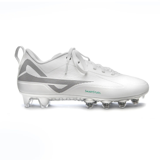 Caddix SmartStuds low cut football lacrosse cleats for knee injury prevention in white